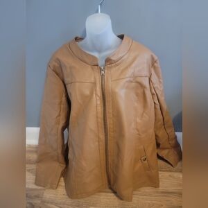 Warehouse One Tan and Gray Faux Fur Jacket
